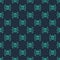 Green line Big brother electronic eye icon isolated seamless pattern on blue background. Global surveillance technology