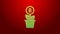 Green line Bitcoin plant in the pot icon isolated on red background. Business investment growth. Blockchain technology