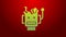 Green line Broken robot icon isolated on red background. Artificial intelligence, machine learning, cloud computing. 4K