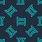 Green line Bunk bed icon isolated seamless pattern on blue background. Vector
