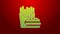 Green line Burger and french fries in carton package box icon isolated on red background. Hamburger, cheeseburger