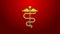 Green line Caduceus snake medical symbol icon isolated on red background. Medicine and health care. Emblem for drugstore