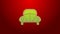 Green line Car Volkswagen beetle icon isolated on red background. 4K Video motion graphic animation