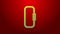 Green line Carabiner icon isolated on red background. Extreme sport. Sport equipment. 4K Video motion graphic animation