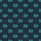 Green line Cargo ship icon isolated seamless pattern on blue background. Vector