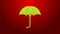 Green line Classic elegant opened umbrella icon isolated on red background. Rain protection symbol. 4K Video motion