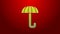 Green line Classic elegant opened umbrella icon isolated on red background. Rain protection symbol. 4K Video motion