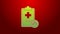 Green line Clipboard with medical clinical record pet icon isolated on red background. Health insurance form. Medical