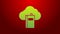 Green line Cloud or online library icon isolated on red background. Internet education or distance training. 4K Video