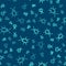 Green line Cockroach icon isolated seamless pattern on blue background. Vector