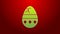 Green line Cracked egg icon isolated on red background. Happy Easter. 4K Video motion graphic animation