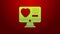 Green line Dating app online computer concept icon isolated on red background. Female male profile flat design. Couple