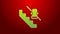 Green line Disabled access elevator lift escalator icon isolated on red background. Movable mechanical chair platform