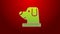Green line Dog in astronaut helmet icon isolated on red background. 4K Video motion graphic animation
