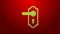 Green line Door handle icon isolated on red background. Door lock sign. 4K Video motion graphic animation
