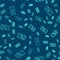 Green line Effervescent aspirin tablets dissolve in a glass of water icon isolated seamless pattern on blue background