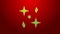 Green line Falling stars icon isolated on red background. Meteoroid, meteorite, comet, asteroid, star icon. 4K Video