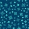 Green line Firefighter icon isolated seamless pattern on blue background. Vector