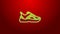 Green line Fitness sneakers shoes for training, running icon isolated on red background. Sport shoes. 4K Video motion