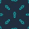 Green line Flashlight icon isolated seamless pattern on blue background. Vector