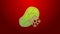 Green line Fresh frozen steak meat icon isolated on red background. 4K Video motion graphic animation