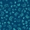 Green line Gamepad icon isolated seamless pattern on blue background. Game controller. Vector