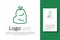 Green line Garbage bag icon isolated on white background. Logo design template element. Vector Illustration