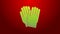 Green line Garden gloves icon isolated on red background. Rubber gauntlets sign. Farming hand protection, gloves safety