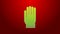 Green line Garden gloves icon isolated on red background. Rubber gauntlets sign. Farming hand protection, gloves safety