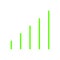 Green line graph symbol for icon, simple line bar chart, icon signal for data ux ui website or mobile application, signal graph