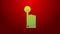 Green line Hand touch and tap gesture icon isolated on red background. Click here, finger, touch, pointer, cursor, mouse