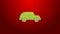 Green line Hatchback car icon isolated on red background. 4K Video motion graphic animation