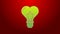 Green line Heart shape in a light bulb icon isolated on red background. Love symbol. 8 March. International Happy Women