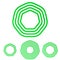 Green line heptagon logo design set