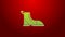 Green line Hiking boot icon isolated on red background. 4K Video motion graphic animation