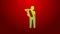 Green line Human broken arm icon isolated on red background. Injured man in bandage. 4K Video motion graphic animation