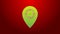 Green line Hunt place icon isolated on red background. Navigation, pointer, location, map, gps, direction, place