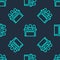 Green line Jurors icon isolated seamless pattern on blue background. Vector