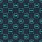 Green line Kcal icon isolated on isolated seamless pattern on blue background. Health food. Vector