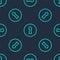 Green line Keyhole icon isolated seamless pattern on blue background. Key of success solution. Keyhole express the