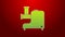 Green line Kitchen meat grinder icon isolated on red background. 4K Video motion graphic animation