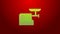 Green line Kitchen meat grinder icon isolated on red background. 4K Video motion graphic animation