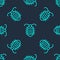 Green line Larva insect icon isolated seamless pattern on blue background. Vector