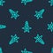 Green line Lupine flower icon isolated seamless pattern on blue background. Vector