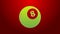 Green line Magic ball of predictions for decision-making icon isolated on red background. Crystal ball. 4K Video motion