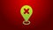 Green line Map pin with cross mark icon isolated on red background. Navigation, pointer, location, map, gps, direction