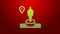 Green line Map pin and monument icon isolated on red background. Navigation, pointer, location, map, gps, direction