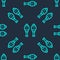 Green line Maracas icon isolated seamless pattern on blue background. Music maracas instrument mexico. Vector
