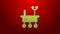 Green line Mars rover icon isolated on red background. Space rover. Moonwalker sign. Apparatus for studying planets