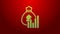 Green line Money bag and diagram graph icon isolated on red background. Financial analytics, budget planning, finance